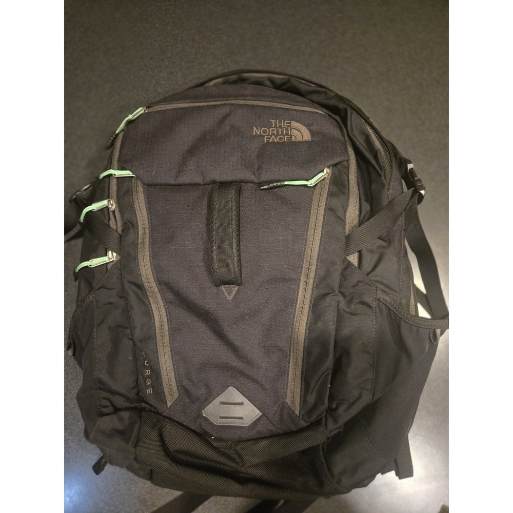 The North Face Surge FlexVent Backpack Black Laptop School Travel Book Bag